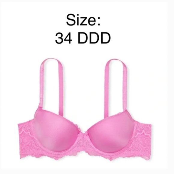 Victoria's Secret Dream Angel Lightly Lined Lace Demi Bra chiffon pink 34DDD nwt - Picture 5 of 12